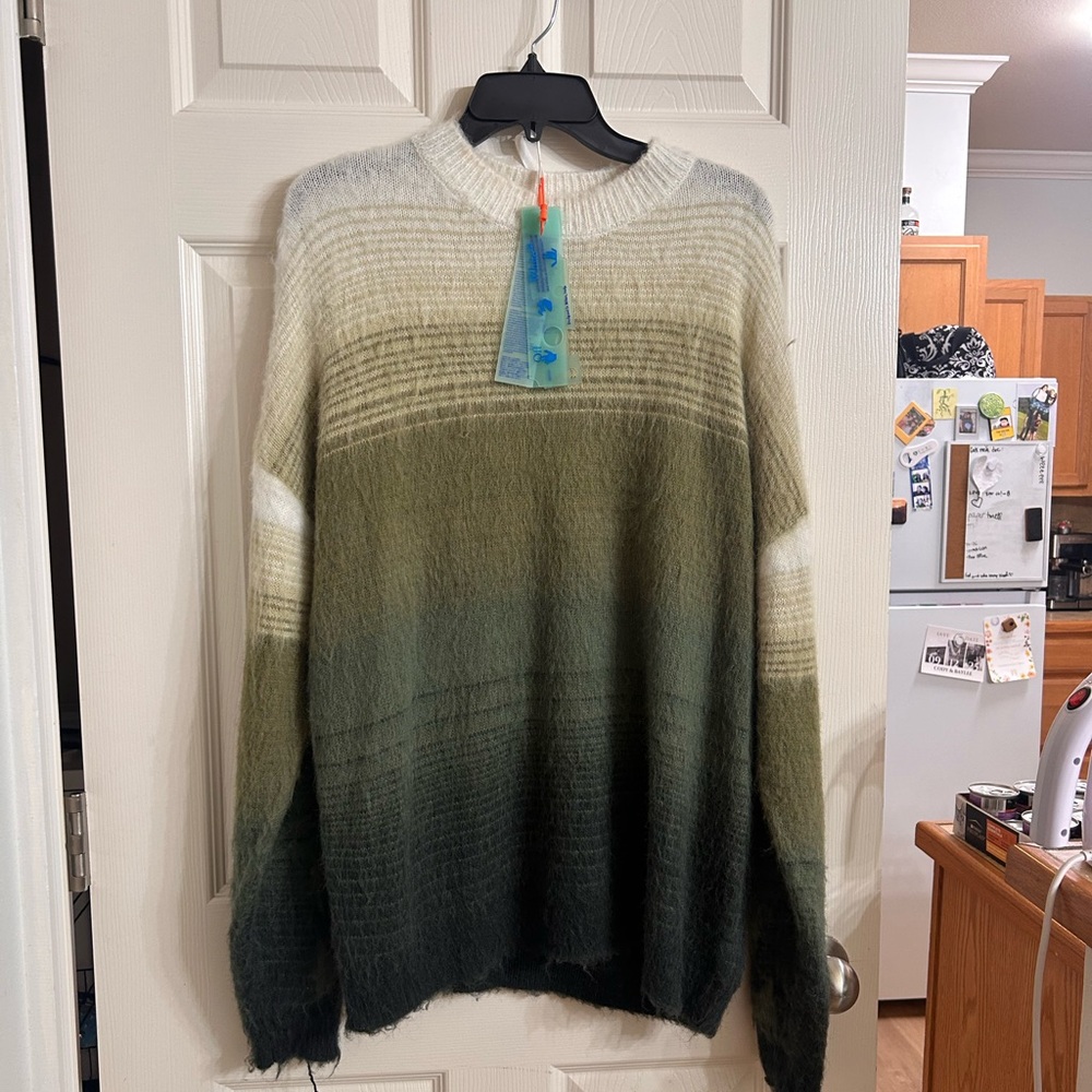 Off-White Gradient Sweater in Green and Cream